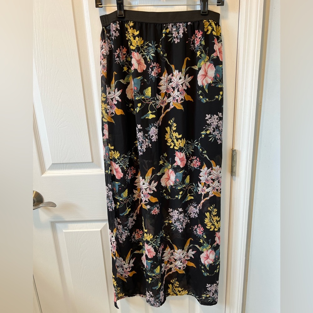 Floral on black skirt